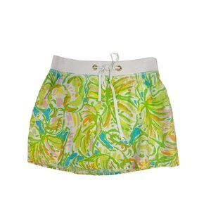 Lilly Pulitzer Tropical Drawstring Linen Mini Skirt XS